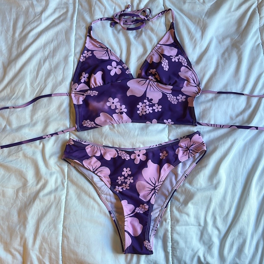 Purple Floral Bikini Set